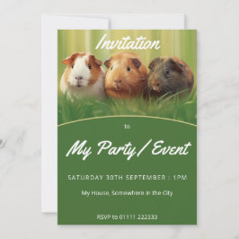 Invitación 3 cerdos de Guinea en hierba