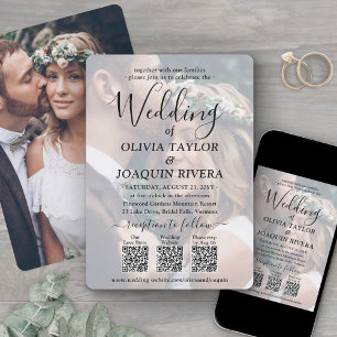 Invitación 3 Códigos QR Modernos Superposición de Fotos Todo 