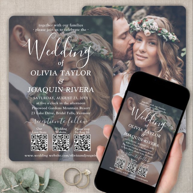 Invitación 3 Códigos QR Modernos Todo en Uno 2 Fotos Boda Bla (Subido por el creador)