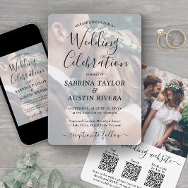 Invitación 3 Códigos QR Sitio web RSVP Todo en uno Foto Boda
