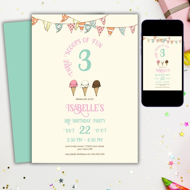 Invitación 3 Cucharadas de Diversión Fiesta de Helado de Cump (Subido por el creador)