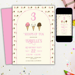 Invitación 3 Cucharadas de Diversión Fiesta de Helado de Cump