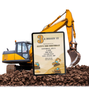 Invitación 3 & Diggin It, Vehículo de Construcción 3er Cumple