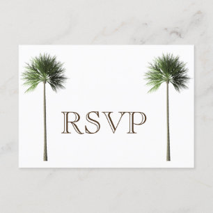 Invitación 3 Entree Tropical Palm Tree Menú RSVP Boda Card