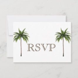 Invitación 3 Entree Tropical Palm Tree Menú RSVP Boda Card