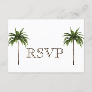 Invitación 3 Entree Tropical Palm Tree Menú RSVP Boda Card