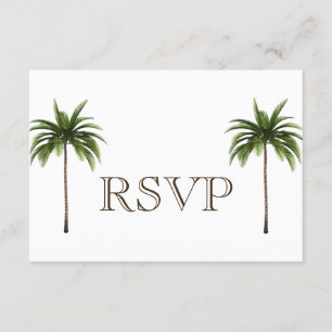 Invitación 3 Entree Tropical Palm Tree Menú RSVP Boda Card