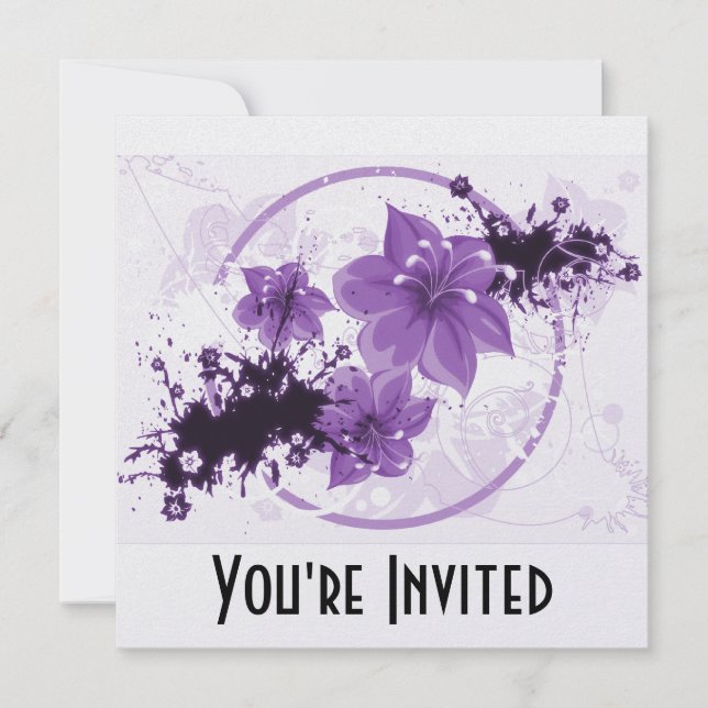 Invitación 3 Flores de Bonito - Púrpura (Anverso)