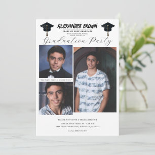 Invitación 3 Fotos de Imágenes Barbacoa de Graduación Moderna