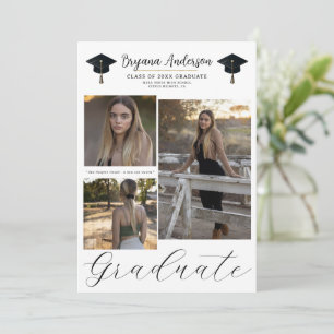 Invitación 3 Fotos de Imágenes Graduación Minimalista Moderna