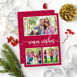 Invitación 3 Fotos Deseos Cálidos Simple Navidad Moderna
