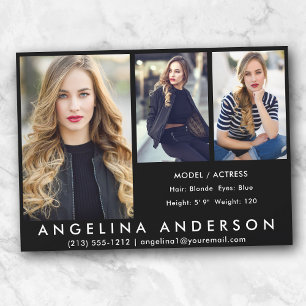 Invitación 3 Fotos Modelo Actor Comp Card Blk