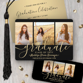 Invitación 3 Guión de Collage de Fotos Fiesta de Graduación N