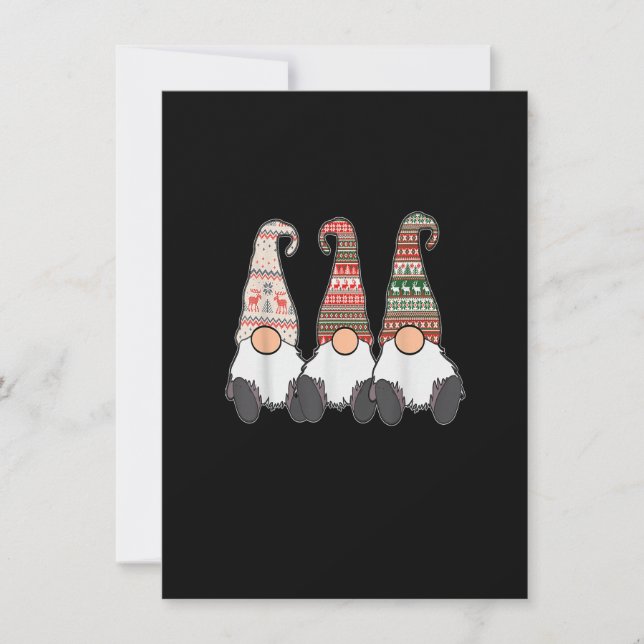 Invitación 3 Nordic Gnomes Winter Christmas Swedish Tomte Cut (Anverso)