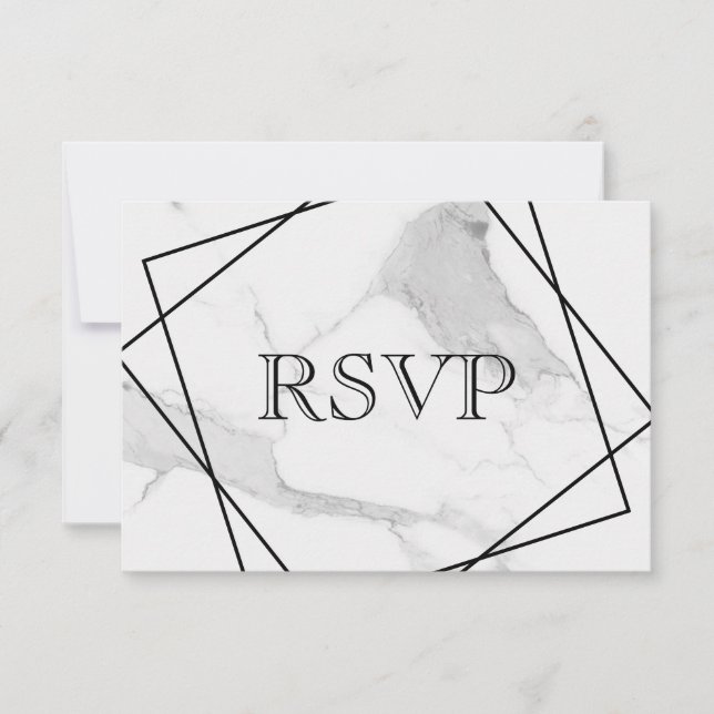 Invitación 3 Opciones de Entree Marble Respuesta de Boda Geom (Anverso)