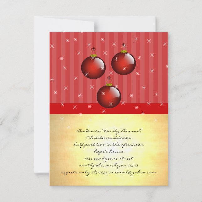 Invitación 3 Ornamentos rojos (Anverso)