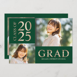 Invitación 3 Partido de Graduación Verde y Beige Collage de f