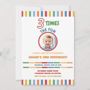 Invitación 3 X El Divertido Cumpleaños Colorido