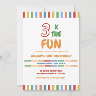 Invitación 3 X El Divertido Cumpleaños Colorido