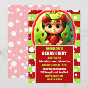 Invitación 3D Fiesta de cumpleaños de fresa Berry