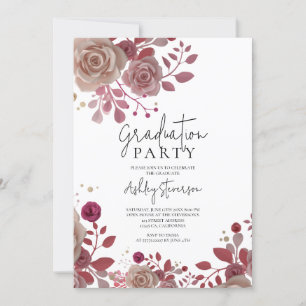 Invitación 3D Rose Bouquet foto floral graduación botánica
