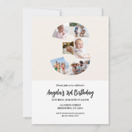 Invitación 3rd Birthday Invitation Minimalist - Number 3