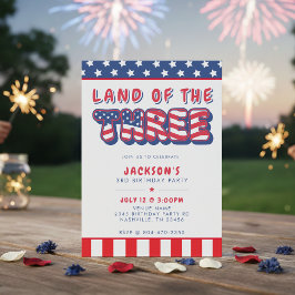 Invitación 3rd Birthday Party Patriotic USA Flag July 4th