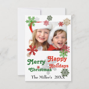 Invitación 3x5 Feliz Navidad Felices Fiestas Copos Brillantes