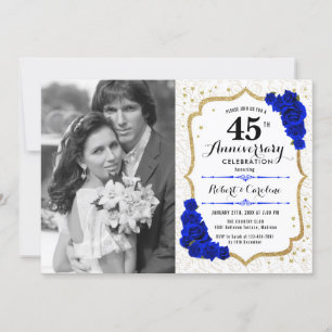 Invitación 4º Aniversario con Foto - Oro Blanco Zafiro