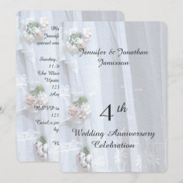 Invitación 4º Cumpleaños de Bodas Fiesta, Encaje Antiguo