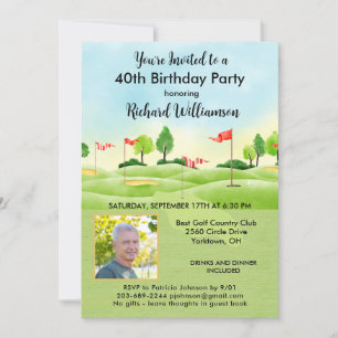 Invitación 40ª Cumpleaños del Hombre Foto Golf 