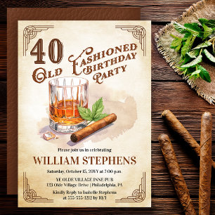 Invitación 40ª Fiesta de Cumpleaños con Whisky al Modo Antigu