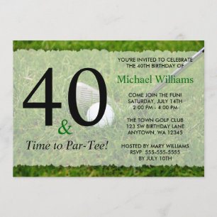 Invitación 40ª fiesta de cumpleaños de golf