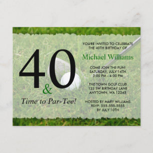 Invitación 40ª fiesta de cumpleaños de golf