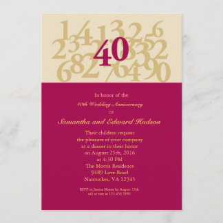 Invitación 40º Aniversario de Boda Rubí