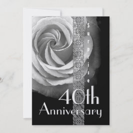 Invitación 40º Aniversario de Boda Sorpresa Rosa PLATA