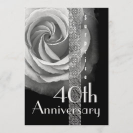 Invitación 40º Aniversario de Boda Sorpresa Rosa PLATA