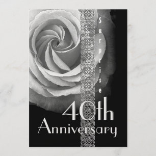 Invitación 40º Aniversario de Boda Sorpresa Rosa PLATA