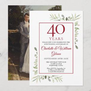 Invitación 40º Aniversario de Bodas de Rubí Foto de Verdor