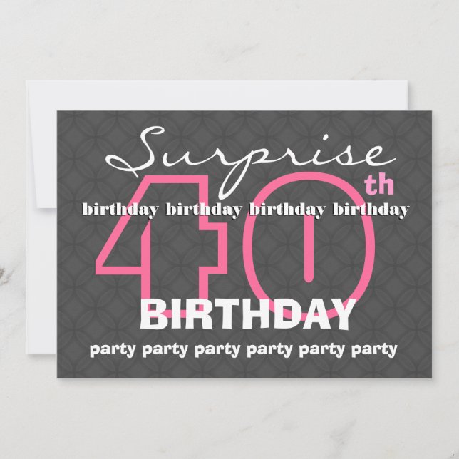 Invitación 40º aniversario SUPRISE Nacimiento moderno Verde a (Anverso)