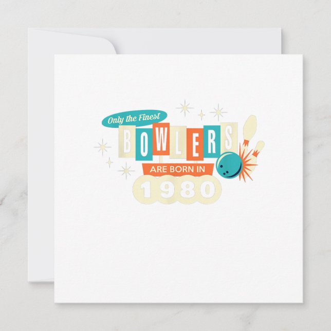Invitación 40º Bowling de cumpleaños 1980 Vintage (Anverso)