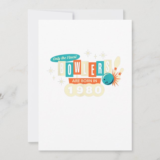 Invitación 40º Bowling de cumpleaños 1980 Vintage (Anverso)