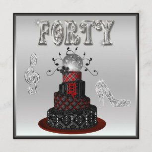 Invitación 40º cumpleaños Disco Diva Tos de Plata de Pastel d