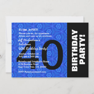 Invitación 40º cumpleaños Fiesta Royal Blue y Black V15