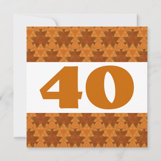 Invitación 40º Fiesta Gold con hojas estilizadas W917 (Anverso)