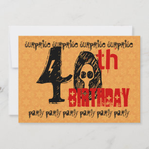 Invitación 40º SORPRESA Cumpleaños Red Gold Black Stars S301