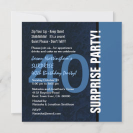 Invitación 40º SORPRESA Nacimiento Azul moderno S592