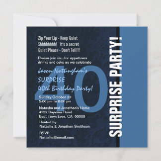 Invitación 40º SORPRESA Nacimiento Azul moderno S592