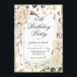 Invitación 40.ª 40 Cuatrocientos Cumpleaños De Oro Acuarela<br><div class="desc">Magnífico diseño floral dorado adornado de color rosa. Flores tan delicadas. El estilo rústico vintage con los tonos suaves del color. Esta invitación es perfecta para la bella mujer que cumple 40 años. Tan moda y sofisticada. La perfecta invitación de cumpleaños número 40. Me ha gustado crear este diseño para...</div>