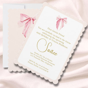 Invitación 40.ª acuarela Pink Elegant Birthday Bow